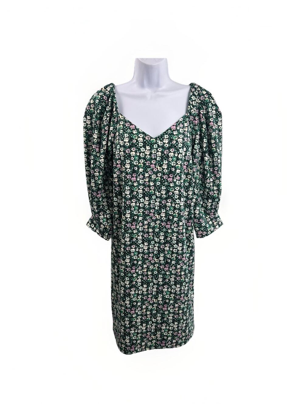 NWT ICHI Floral Knit Puff Sleeve Kate Dress Woman's size XSmall
